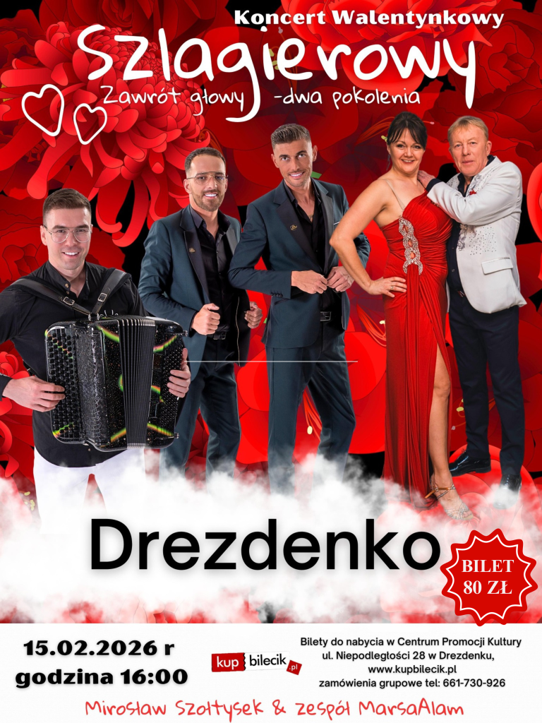 15.02.2026 Koncert walentynkowy „Szlagierowy zawrót głowy”