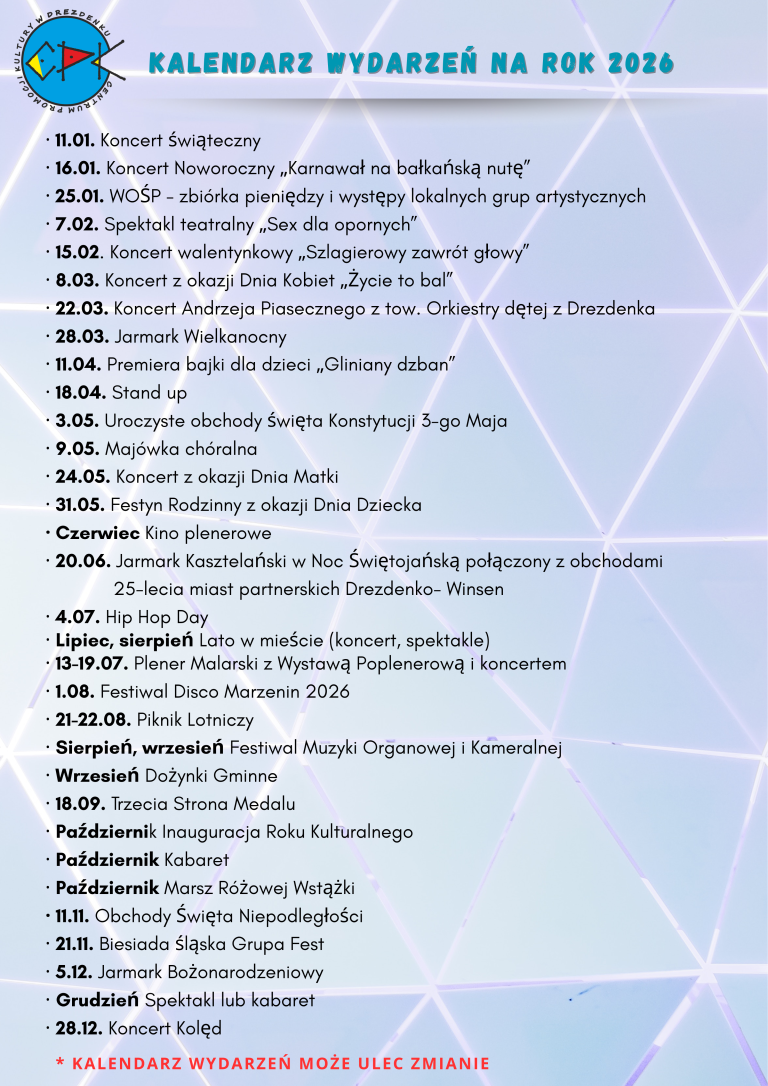 KALENDARZ WYDARZEŃ NA ROK 2026